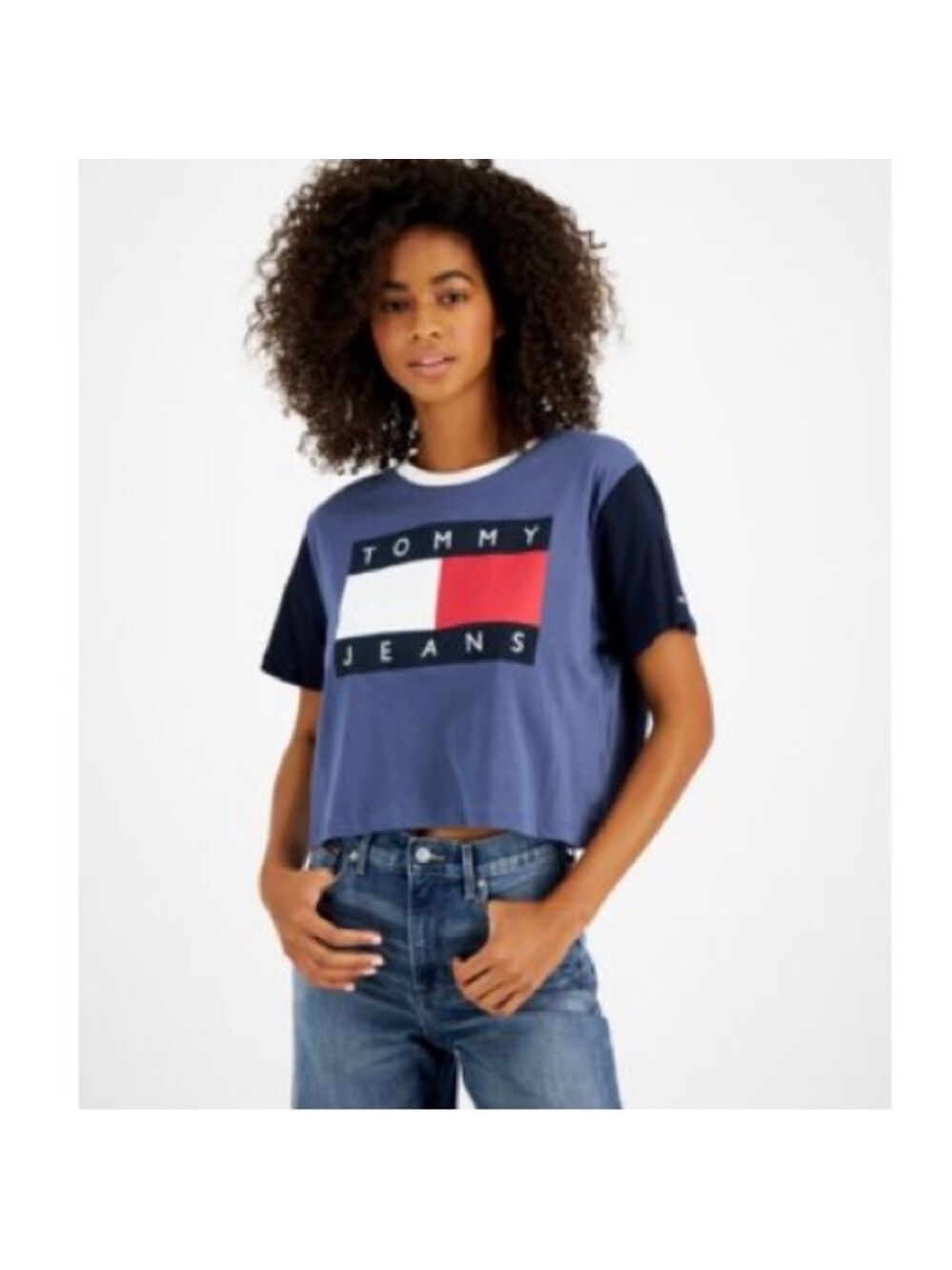 NWT Tommy Hilfiger Logo Colorblock Blouse Top T‎ Shirt size XL blue